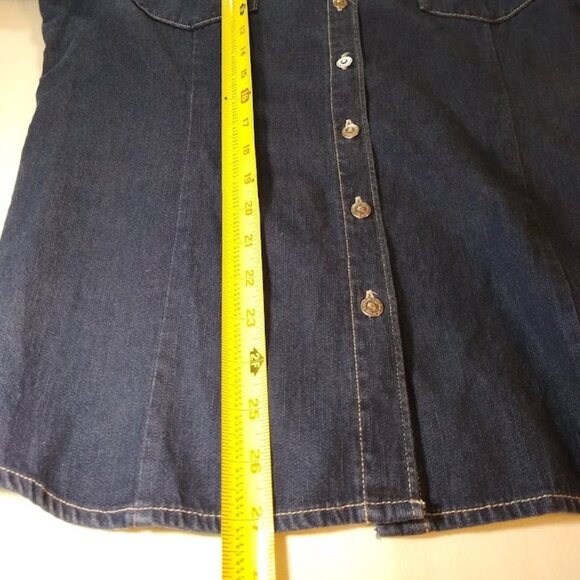 Vintage riveted by Lee women's soft denim short sleeve button down - Picture 7 of 12